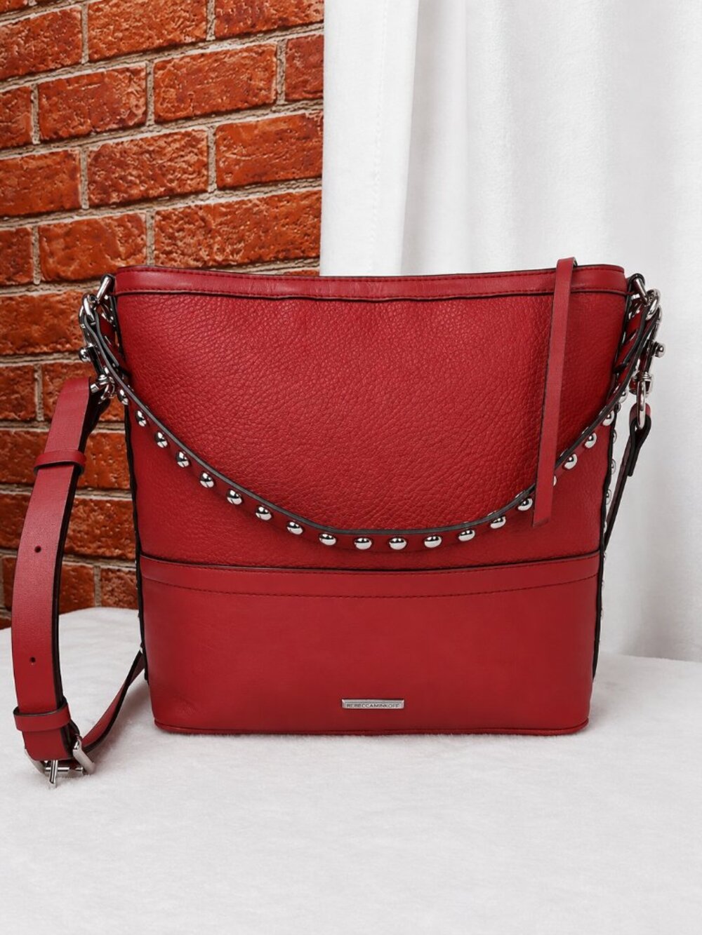 Rebecca Minkoff Red Genuine Pebbled Leather Satchel Bag